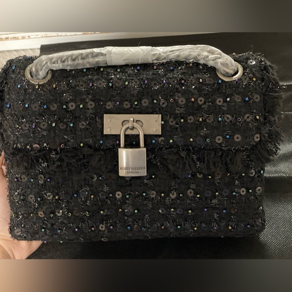 KURT GEIGER LONDON Mini Brixton Black Lock Bag - Picture 8 of 8